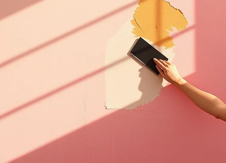 Application d'un enduit décoratif à la lisseuse sur un mur
