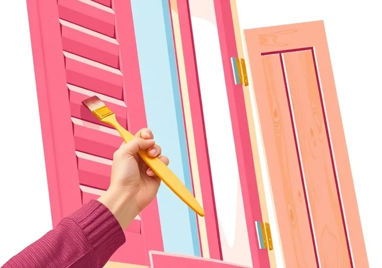 Mise en peinture au pinceau de volets et d'encadrements en bois